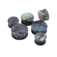 Cargar imagen en el visor de la galería, Labradorit Stein Flesh Plug double flared blau grau gelb
