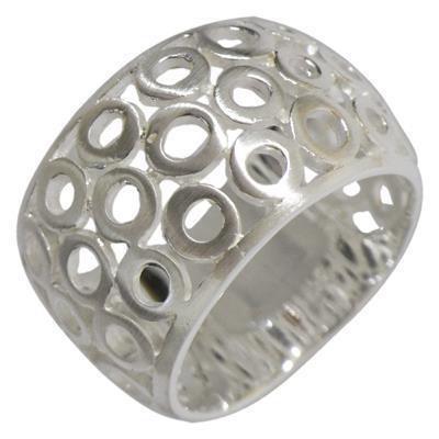 Silberring filigran Ringe gebürstet breit Ring 925er Sterling Silber Damen Schmuck