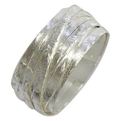 Silberring Bänder diagonal gebürstet Ring 925er Sterling Silber Damen Designer Schmuck