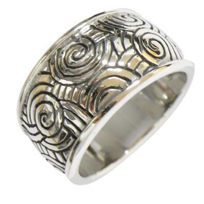 Silberring Spiral Gravur oxidiert Ring 925er Sterling Silber Damen Designer Schmuck