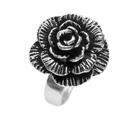 Silberring oxidiert Rose verstellbar Ring 925er Sterling Silber Damen Designer Schmuck Ringe