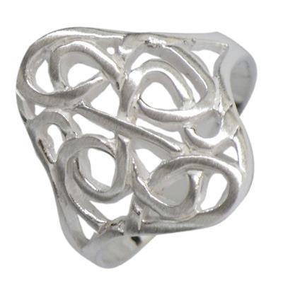 Silberring Schleifen Design gebürstet glänzend Ring 925er Sterling Silber Damen Schmuck Ringe