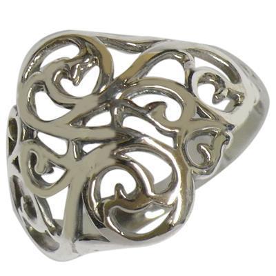 Silberring rundlich Ornamente Glanz Ring 925er Sterling Silber Damen Schmuck Ringe