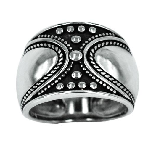Silberring Bali schwarz Flächen Kreis Muster Ringe Ring 925er Sterling Silber Damen Schmuck