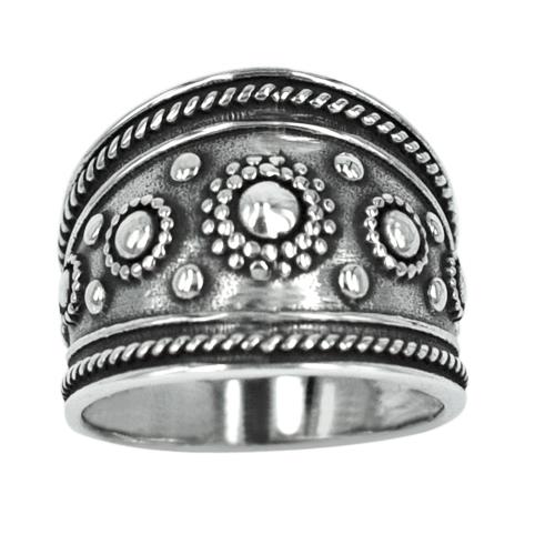 Silberring Bali Kreis Muster schwarz oxidiert Ringe Ring 925er Sterling Silber Damen Schmuck