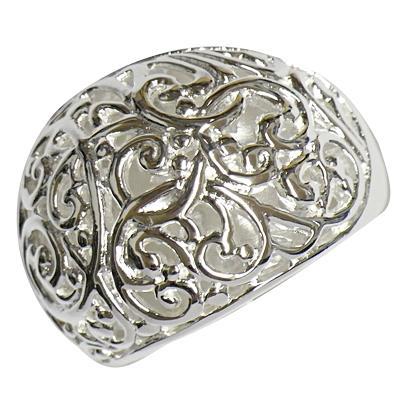 Silberring vorne breit Ornamente glänzend Ring 925er Sterling Silber Damen Schmuck Ringe