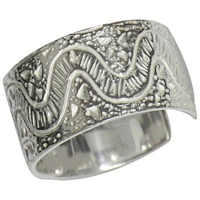 Silberring Ornamente eingraviert hell oxidiert aus 925er Sterling Silber Damen Silberschmuck Ringe