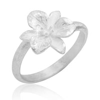 Load image into Gallery viewer, Silberring Blume sechsblättrig gebürstet 925 Sterling
