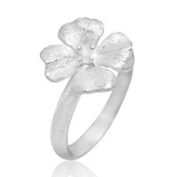 Load image into Gallery viewer, Silberring Blume vierblättrig glänzend gebürstet 925 Sterling
