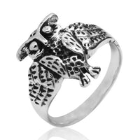 Load image into Gallery viewer, Ring Eule dunkel oxidiert glänzend 925 Sterling Silber

