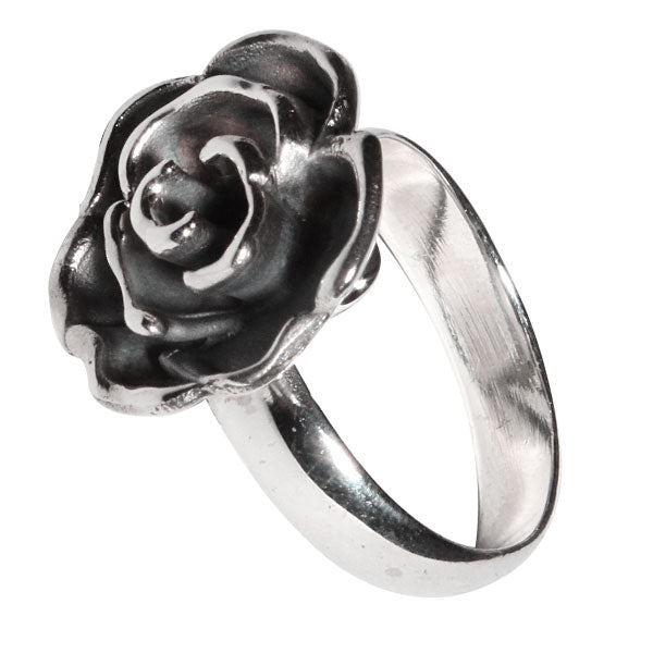 Ring oxidiert glänzend Rose 925 Silber verstellbar
