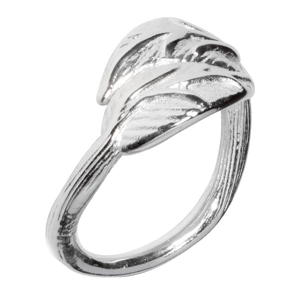 Silberringe Rillen zwei Blätter glänzend 925er Sterling Silber Ring Ringe Damen Schmuck