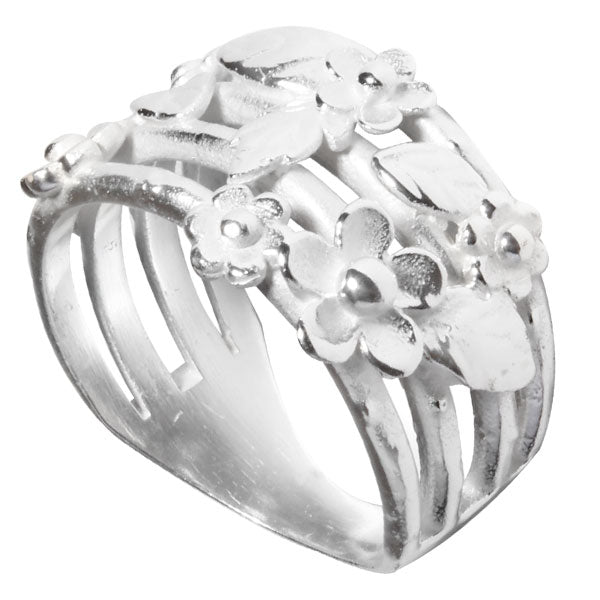 Silberringe Streifen Blumen Girlande 925er Sterling Silber Ring Ringe Damen Schmuck