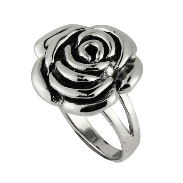Silberring Rosenblüte dunkel dick 925er Sterling Silber Designer Ringe Schmuck