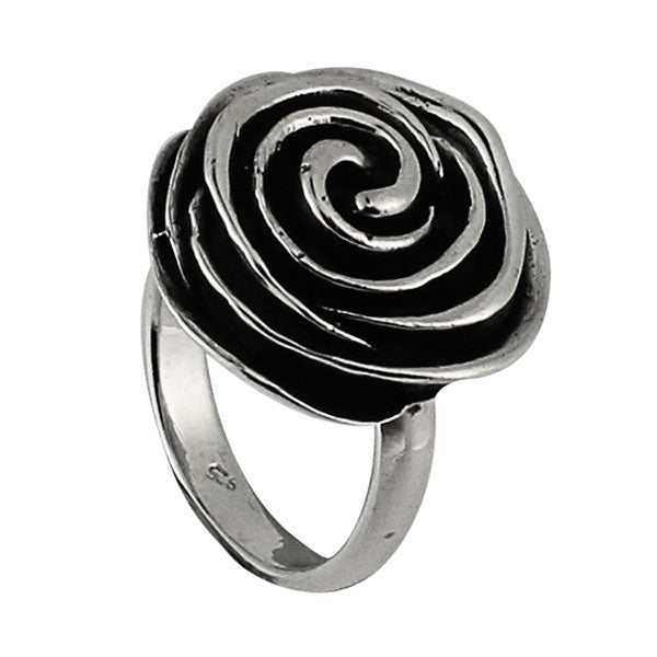 Silberring Blume Spirale schwarz 925er Sterling Silber Designer Ringe Schmuck