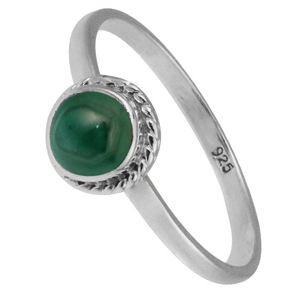 Silberring Malachit grün 5 mm rund Zopf Rand 925er Sterling Silber Stein Ringe Schmuck
