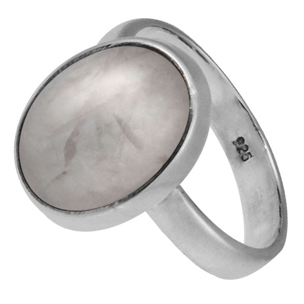 Silberring Mondstein 14 mm weiß oval eingefasst 925er Sterling Silber Stein Ringe Schmuck