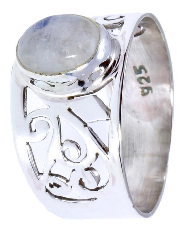 Silberringe Mondstein breit Ornamente Raute Spirale 925er Sterling Silber Ringe Schmuck
