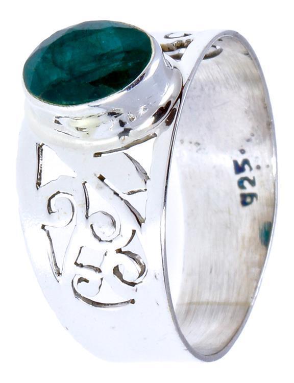 Silberringe grün Onyx facettiert breit Ornamente Raute Spirale 925er Sterling Silber Ringe Schmuck