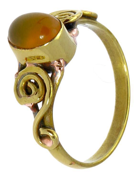 Messing Ringe S-Form Spiralen groß Karneol oval antik golden nickelfrei Tribal Stein Schmuck