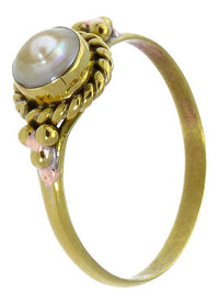 Load image into Gallery viewer, Messing Ringe Kugeldreiecke Perlen Zopf rund antik golden nickelfrei Tribal Stein Schmuck
