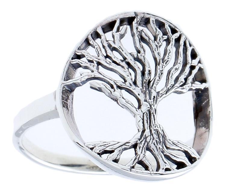 Silberringe Baum des Lebens Rillen rund 925er Sterling Silber Tribal Schmuck