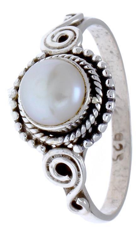 Silberringe weiße Perle Seile Spiralbögen Kreise rund schmal 925er Sterling Silber Ringe Schmuck