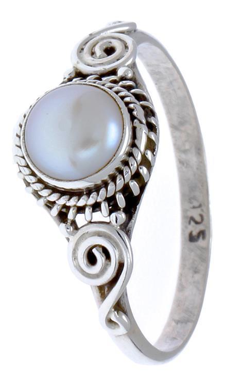 Silberringe weiße Perle Seile Spiralbögen Steine rund schmal 925er Sterling Silber Ringe Schmuck