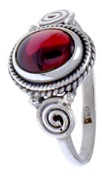 Load image into Gallery viewer, Silber Ring Granat Seile Spiralen Kreise oval rot Punkte 925
