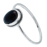 Load image into Gallery viewer, Silberring Onyx schwarz 7 mm oval Stein Rand 925er Sterling Silber Ringe Schmuck
