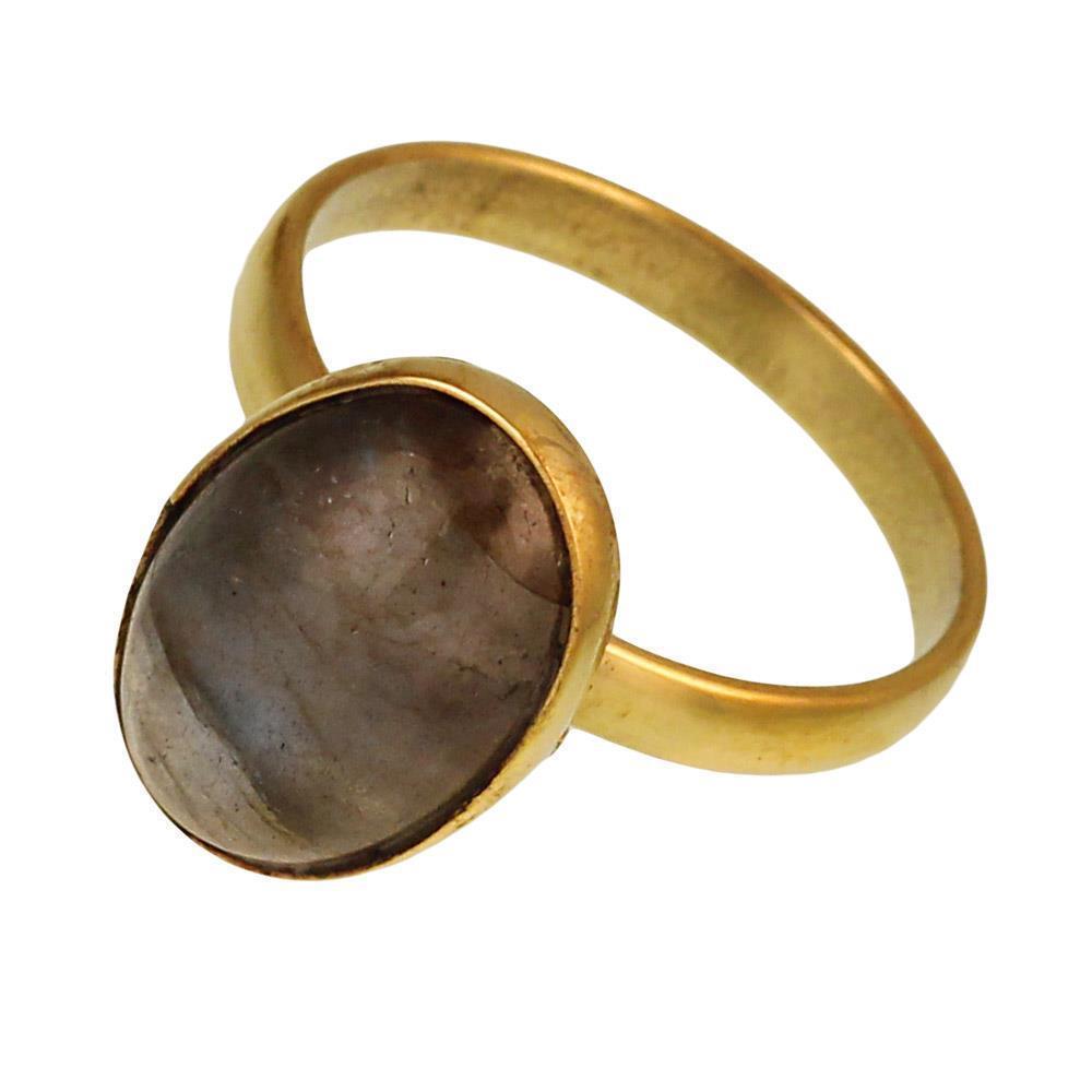 Messing Ringe oval Labradorit antik golden 16 mm Tribal Schmuck