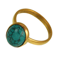 Load image into Gallery viewer, Messing Ringe oval Türkis antik golden 12 mm Tribal Schmuck
