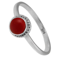 Load image into Gallery viewer, Silberring Jaspis rot 5 mm rund Zopf Rand 925er Sterling Silber Stein Ringe Schmuck
