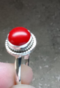 Load image into Gallery viewer, Silberring Jaspis rot 5 mm rund Zopf Rand 925er Sterling Silber Stein Ringe Schmuck
