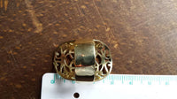Load image into Gallery viewer, Messing Brass Tribal Ringe Blume des Lebens Spiralen rund antik golden nickelfrei 30 mm

