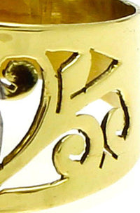 Load image into Gallery viewer, Messing Ringe Amethyst lila rund Spiralen breit antik golden nickelfrei Tribal
