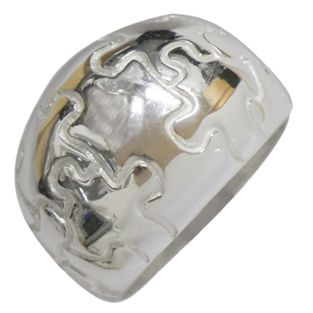 Silberring Puzzle Muster hell oxidiert Ring 925er Sterling Silber Damen Designer Schmuck