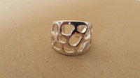 Load image into Gallery viewer, Silberring filigran Lochmuster offen Ring 925er Sterling Silber Damen Schmuck Ringe
