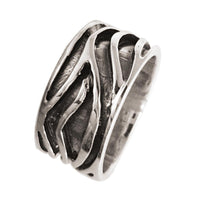 Load image into Gallery viewer, Silberring massiv oxidiert Wellen Muster Ring 925er Sterling Silber Unisex Designer Schmuck Ringe
