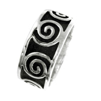 Load image into Gallery viewer, Silberring Muster Spiralen dunkel oxidiert 925er Sterling Silber Damen Silberschmuck Ringe
