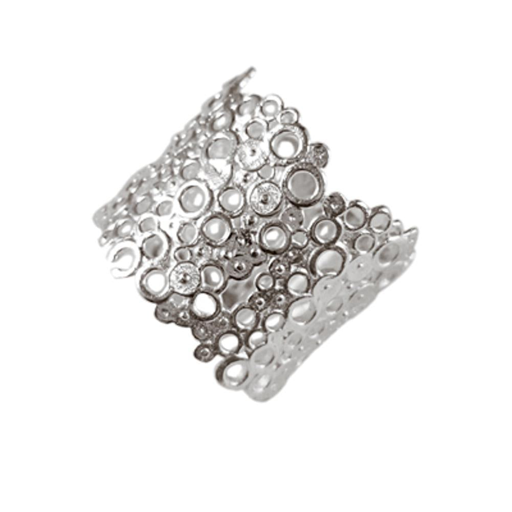 Silberring Lochmuster breit glänzend aus 925er Sterling Silber Damen Silberschmuck Ringe