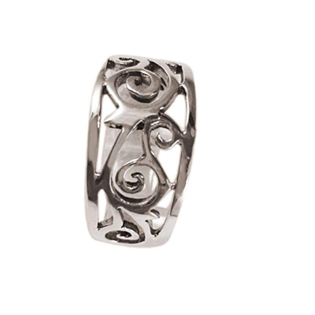 Silberring breit feine Spiral Ornamente Ring 925er Sterling Silber Damen Schmuck