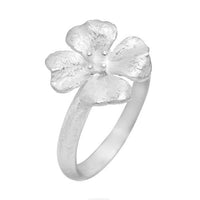Load image into Gallery viewer, Silberring Blume vierblättrig glänzend gebürstet 925 Sterling
