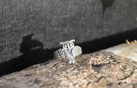 Load image into Gallery viewer, Ring Eule dunkel oxidiert glänzend 925 Sterling Silber
