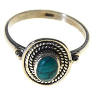 Load image into Gallery viewer, Ring Türkis Zopf Muster oval 925 Sterling Silber
