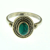 Load image into Gallery viewer, Ring Türkis Zopf Muster oval 925 Sterling Silber
