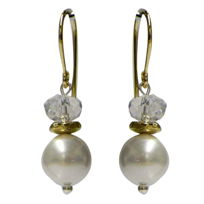 Glasperlen Ohrringe vergoldet Glas Perle rund facettiert Plättchen 925er Sterlingsilber ca.16 mm