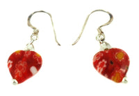 Load image into Gallery viewer, Muranoglas Glas Ohrringe Herz rot bunt Muster Blumen 925er Silber
