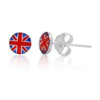 Load image into Gallery viewer, Silberohrstecker Flagge Union Jack UK Ohrstecker Glas Sterling Silber Unisex Ohrringe Schmuck
