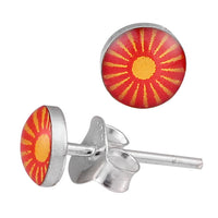 Load image into Gallery viewer, Silberohrstecker Sonne gelb rot Ohrstecker Glas 925 Sterling Silber Unisex Ohrringe Schmuck
